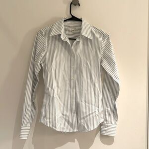 Banana Republic Blue and White Striped Collared Shirt